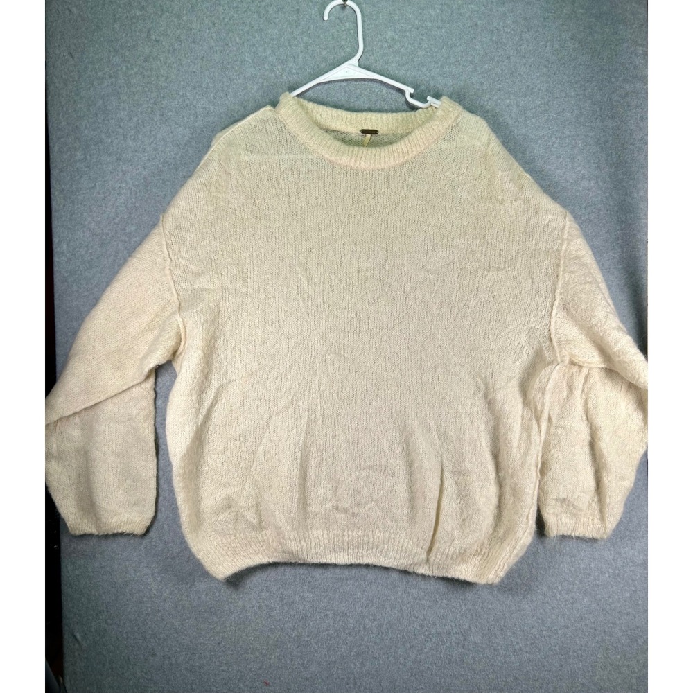 Stain*Free People Sweater Womens XS Oversized Alpaca Blend Cream Fuzzy Knit